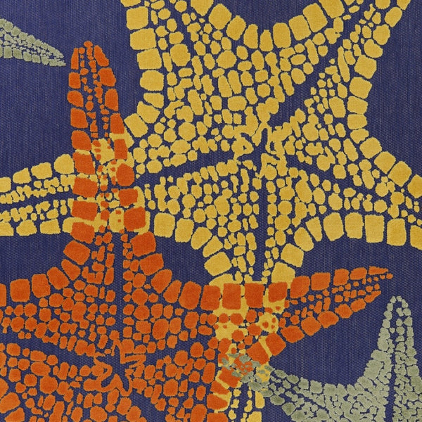 HomeRoots 9' Coastal Starfish Area Rug in Vibrant Blue, Yellow, and Orange - Perfect for Indoor & Outdoor Use! 546865