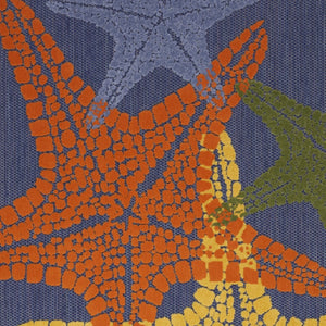 HomeRoots 6' X 9' Vibrant Starfish Indoor-Outdoor Area Rug for Coastal Charm & Easy Care - Perfect for Any Space! 546870