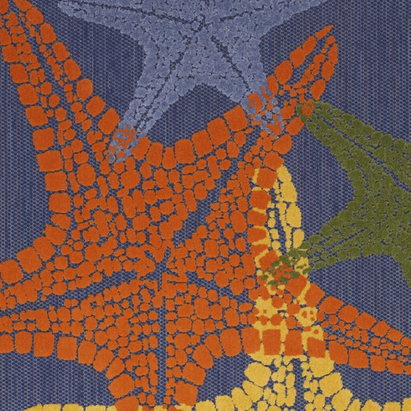 HomeRoots 6' X 9' Vibrant Starfish Indoor-Outdoor Area Rug for Coastal Charm & Easy Care - Perfect for Any Space! 546870