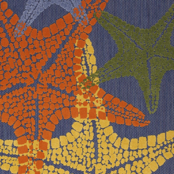 HomeRoots 6' X 9' Vibrant Starfish Indoor-Outdoor Area Rug for Coastal Charm & Easy Care - Perfect for Any Space! 546870