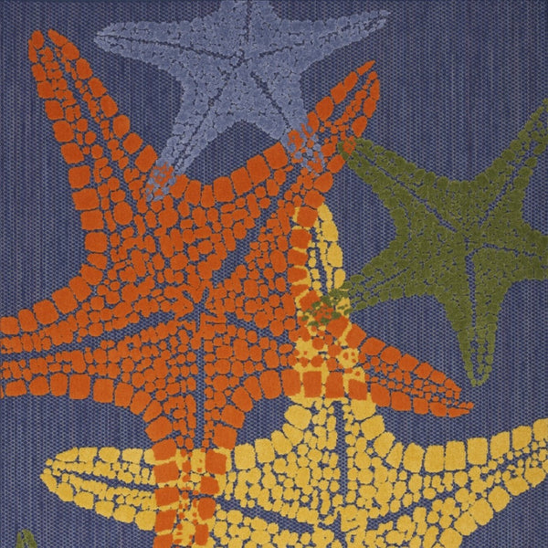 HomeRoots 6' X 9' Vibrant Starfish Indoor-Outdoor Area Rug for Coastal Charm & Easy Care - Perfect for Any Space! 546870