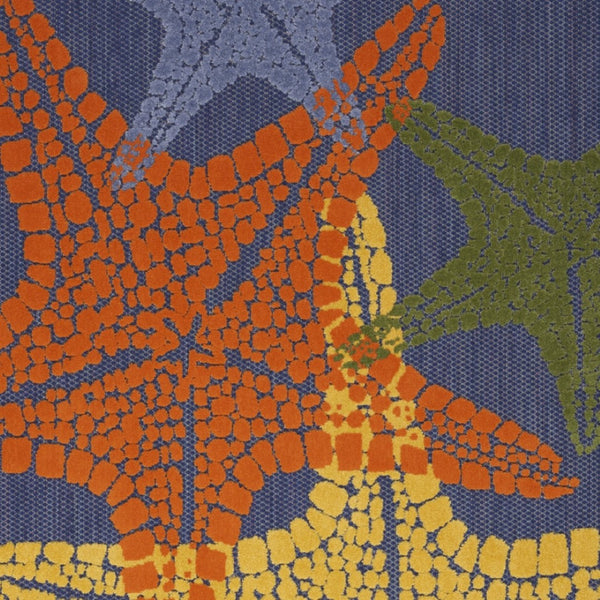 HomeRoots 5' Vibrant Starfish Indoor Outdoor Area Rug - Blue, Yellow & Orange for Coastal Charm & Durability 546874