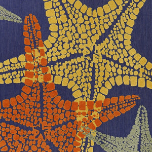 HomeRoots 8' Coastal Starfish Area Rug - Vibrant Blue, Yellow & Orange for Indoor/Outdoor Durability & Style 546875