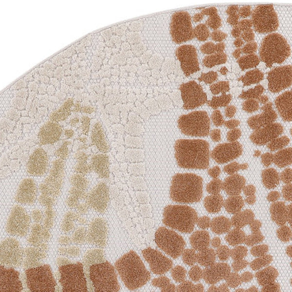 HomeRoots 5' Coastal-Inspired Starfish Round Area Rug in Ivory, Yellow, Orange & Green for Indoor/Outdoor Use 546878