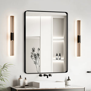 English Elm 20x30 Tempered Glass Mirror with Aluminum Alloy Frame, HD Distortion-Free Reflection, Secure Z-Bar Mounting Black T3757P347032