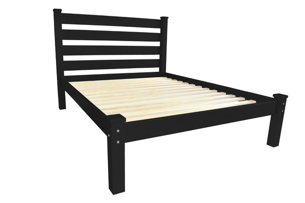 HomeRoots Black Solid Wood Queen Bed Frame – Handcrafted, Durable Design with Integrated Headboard & No Box Spring Needed 546886
