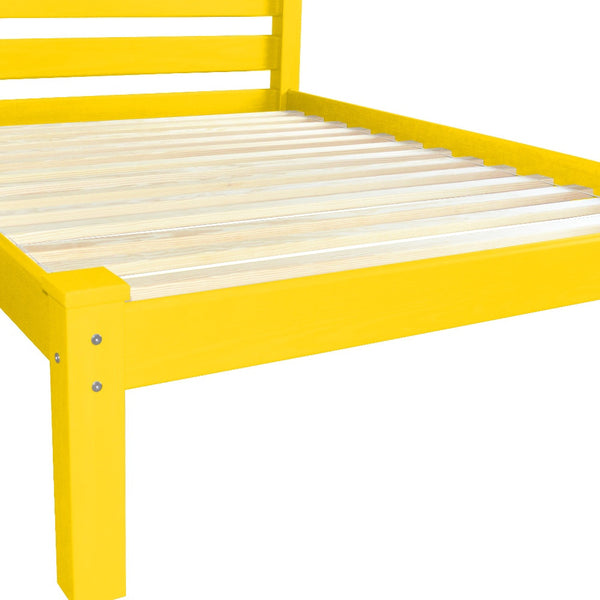 Homeroots Canary Yellow Solid Wood Queen Bed Frame – Stylish, Durable Pine Design For Comfort & Elegance  Solid Wood 546887