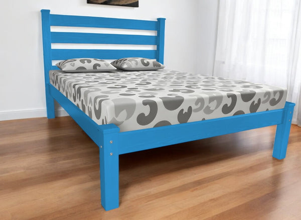 HomeRoots Caribbean Blue Solid Wood Queen Bed Frame - Handcrafted, Durable, Coastal-Inspired Design for Comfort 546888