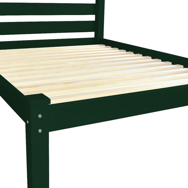 Homeroots Dark Green Solid Wood Queen Bed Frame - Stylish Comfort For A Peaceful Bedroom Oasis!  Solid Wood 546890