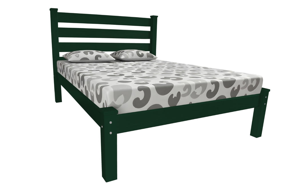 HomeRoots Dark Green Solid Wood Queen Bed Frame - Handcrafted Pine, Timeless Design, Calming Centerpiece for Your Bedroom 546890