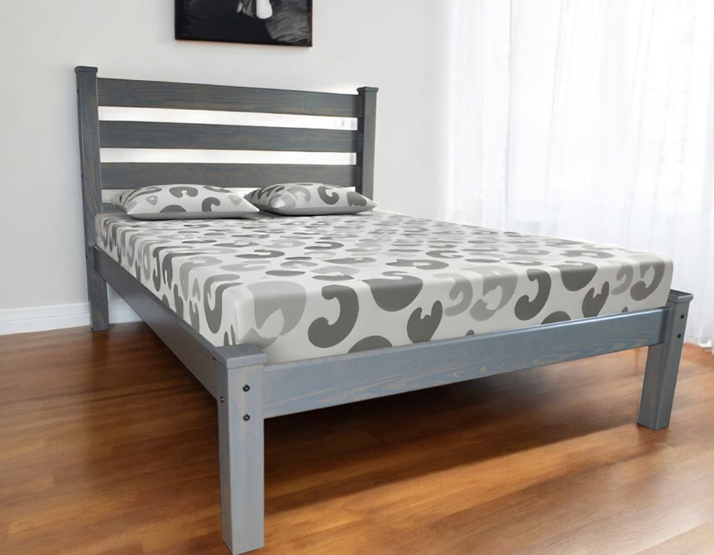 HomeRoots Gray Solid Wood Queen Bed Frame - Stylish, Durable & Contemporary Design for Your Dream Bedroom Setup 546892