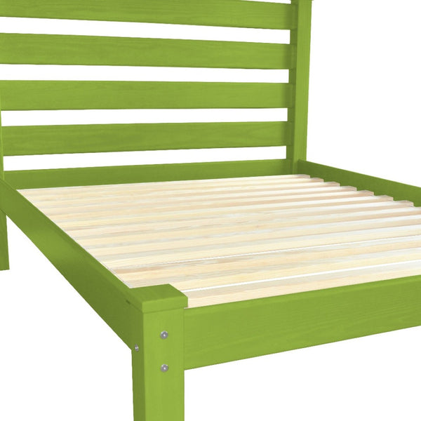 Homeroots Lime Green Solid Wood Queen Bed Frame – Stylish, Durable Design For A Cozy And Inviting Bedroom Retreat  Solid Wood 546894