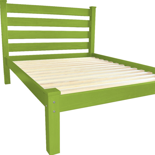 Homeroots Lime Green Solid Wood Queen Bed Frame – Stylish, Durable Design For A Cozy And Inviting Bedroom Retreat  Solid Wood 546894