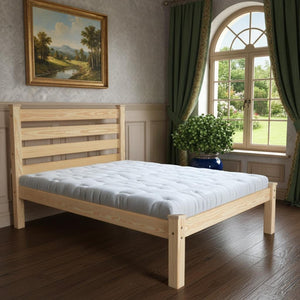 HomeRoots Natural Solid Wood Queen Bed Frame – Timeless Durability, Rustic Charm, No Box Spring Needed, 800 lb Capacity 546897