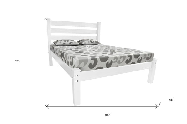 HomeRoots White Solid Wood Queen Bed Frame - Stylish, Durable Design with Superior Support for a Restful Sleep 546898