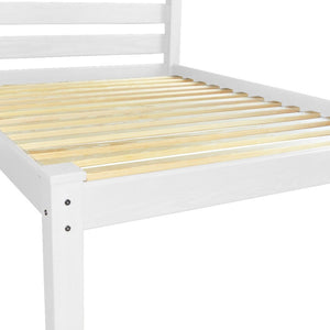 HomeRoots White Solid Wood Queen Bed Frame - Stylish, Durable Design with Superior Support for a Restful Sleep 546898