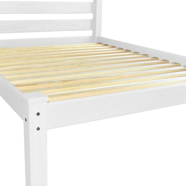 HomeRoots White Solid Wood Queen Bed Frame - Stylish, Durable Design with Superior Support for a Restful Sleep 546898