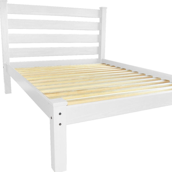 HomeRoots White Solid Wood Queen Bed Frame - Stylish, Durable Design with Superior Support for a Restful Sleep 546898
