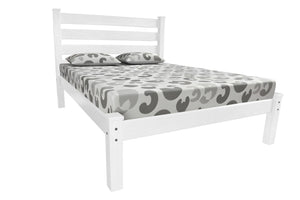 HomeRoots White Solid Wood Queen Bed Frame - Stylish, Durable Design with Superior Support for a Restful Sleep 546898