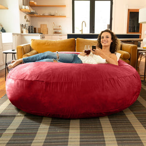 HomeRoots 72" Cinnabar Microsuede Bean Bag Chair - Oversized, Versatile Comfort for Lounging, Gaming & Relaxing 546902