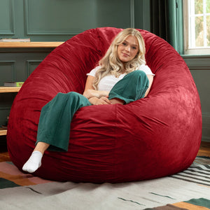 HomeRoots 72" Cinnabar Microsuede Bean Bag Chair - Oversized, Versatile Comfort for Lounging, Gaming & Relaxing 546902