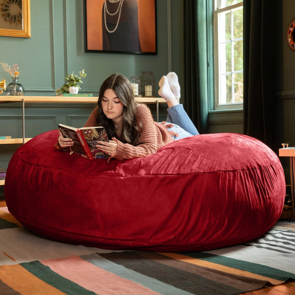 HomeRoots 72" Cinnabar Microsuede Bean Bag Chair - Oversized, Versatile Comfort for Lounging, Gaming & Relaxing 546902