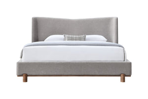 English Elm Melbourne Chenille Upholstered Eastern King Bed with Walnut Legs for Modern Bedroom B2756S00029