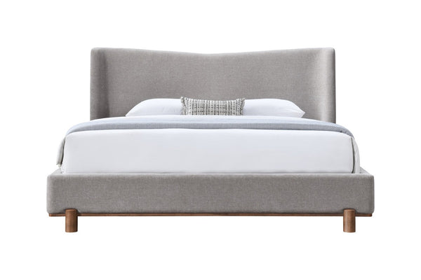English Elm Melbourne Chenille Upholstered Eastern King Bed with Walnut Legs for Modern Bedroom B2756S00029