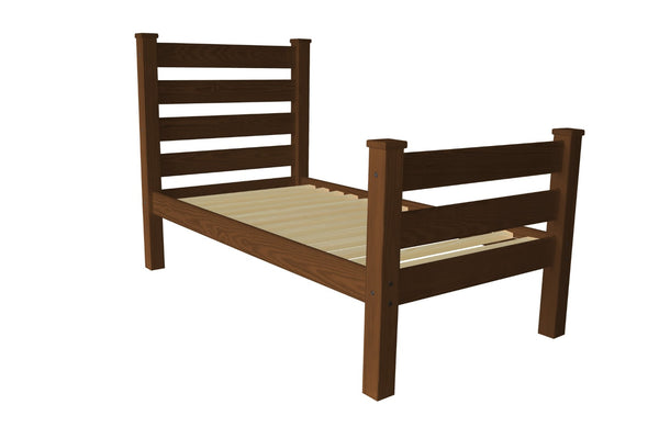 HomeRoots Brown Solid Wood Twin Bed Frame – Handcrafted Pine Design, No Box Spring Needed, Perfect for Cozy Spaces 546933