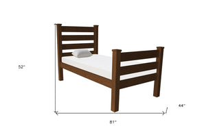HomeRoots Brown Solid Wood Twin Bed Frame – Handcrafted Pine Design, No Box Spring Needed, Perfect for Cozy Spaces 546933