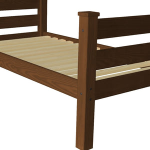 HomeRoots Brown Solid Wood Twin Bed Frame – Handcrafted Pine Design, No Box Spring Needed, Perfect for Cozy Spaces 546933