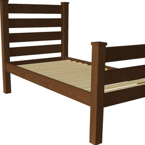 HomeRoots Brown Solid Wood Twin Bed Frame – Handcrafted Pine Design, No Box Spring Needed, Perfect for Cozy Spaces 546933