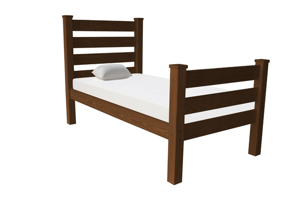 HomeRoots Brown Solid Wood Twin Bed Frame – Handcrafted Pine Design, No Box Spring Needed, Perfect for Cozy Spaces 546933