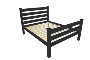HomeRoots Black Solid Wood Twin Bed Frame - Handcrafted Durable Pine Design with Chic Finish & Support System 546934