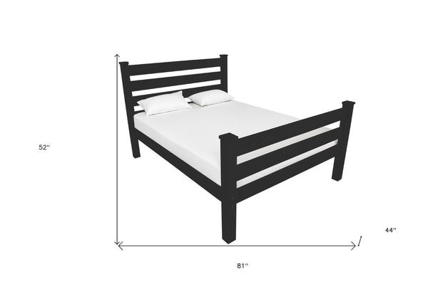 HomeRoots Black Solid Wood Twin Bed Frame - Handcrafted Durable Pine Design with Chic Finish & Support System 546934