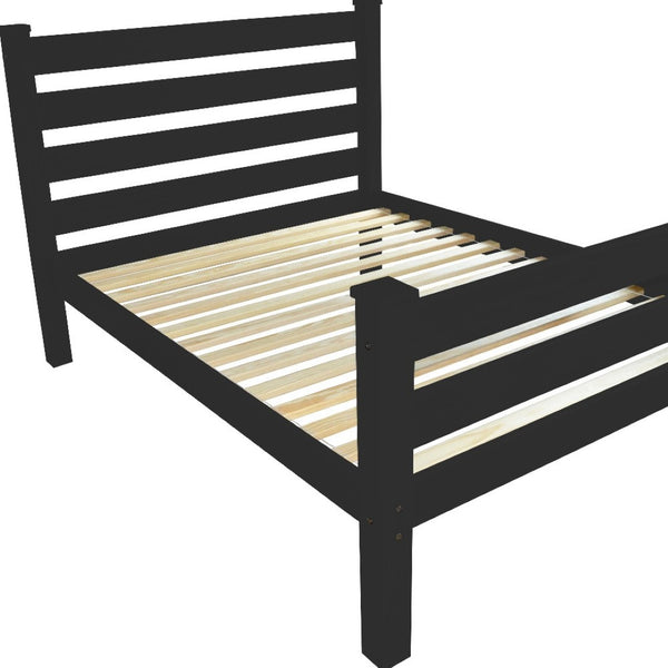 HomeRoots Black Solid Wood Twin Bed Frame - Handcrafted Durable Pine Design with Chic Finish & Support System 546934