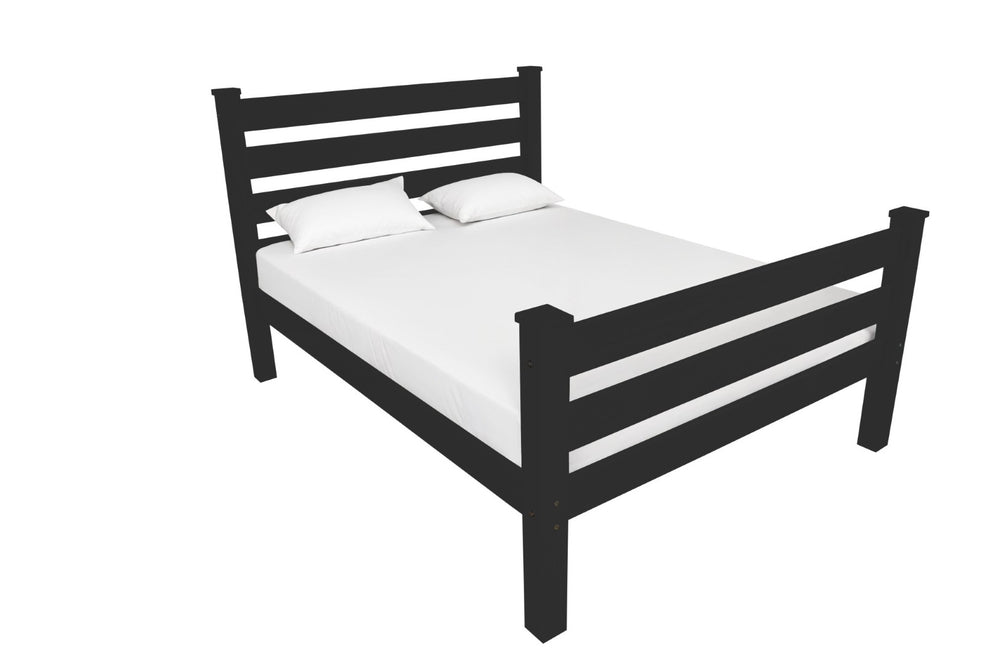 HomeRoots Black Solid Wood Twin Bed Frame - Handcrafted Durable Pine Design with Chic Finish & Support System 546934