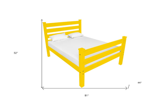 Homeroots Canary Yellow Solid Wood Twin Bed Frame - Handcrafted Comfort For Stylish Bedrooms And Sweet Dreams  Solid Wood 546935