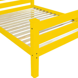 Homeroots Canary Yellow Solid Wood Twin Bed Frame - Handcrafted Comfort For Stylish Bedrooms And Sweet Dreams  Solid Wood 546935