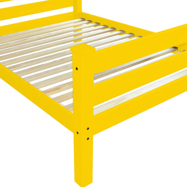 Homeroots Canary Yellow Solid Wood Twin Bed Frame - Handcrafted Comfort For Stylish Bedrooms And Sweet Dreams  Solid Wood 546935