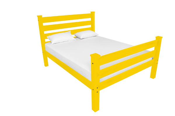 HomeRoots Canary Yellow Twin Bed Frame - Handcrafted Solid Wood Design with Headboard & Footboard, Stylish & Durable 546935