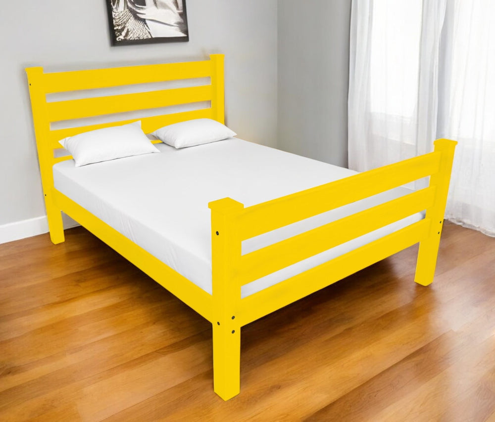 Homeroots Canary Yellow Solid Wood Twin Bed Frame - Handcrafted Comfort For Stylish Bedrooms And Sweet Dreams  Solid Wood 546935