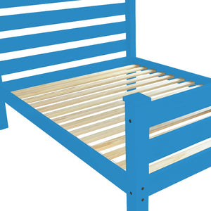 Homeroots Caribbean Blue Solid Wood Twin Bed Frame - Handcrafted Pine, Durable Design For Sweet Dreams & Relaxation  Solid Wood 546936