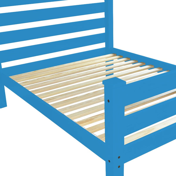 Homeroots Caribbean Blue Solid Wood Twin Bed Frame - Handcrafted Pine, Durable Design For Sweet Dreams & Relaxation  Solid Wood 546936