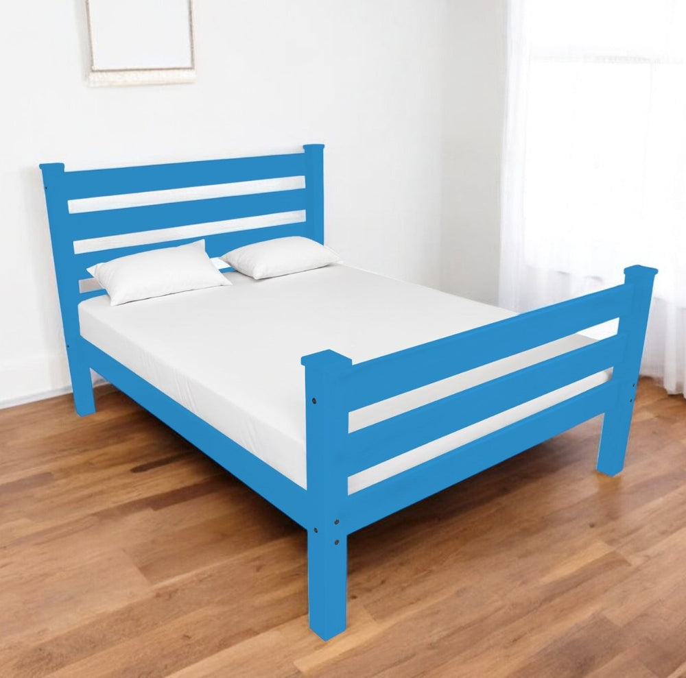 Homeroots Caribbean Blue Solid Wood Twin Bed Frame - Handcrafted Pine, Durable Design For Sweet Dreams & Relaxation  Solid Wood 546936