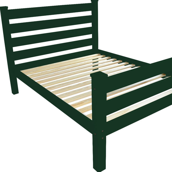 Homeroots Dark Green Solid Wood Twin Bed Frame - Stylish, Comfortable Design For A Cozy Bedroom Retreat  Solid Wood 546938