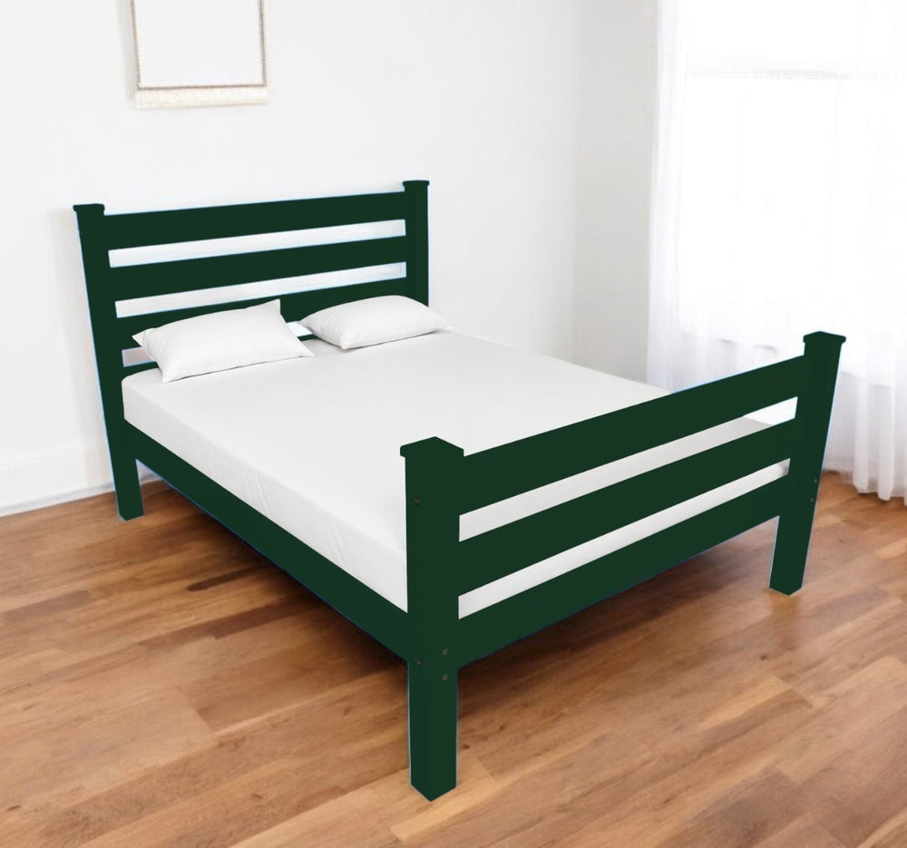 Homeroots Dark Green Solid Wood Twin Bed Frame - Stylish, Comfortable Design For A Cozy Bedroom Retreat  Solid Wood 546938