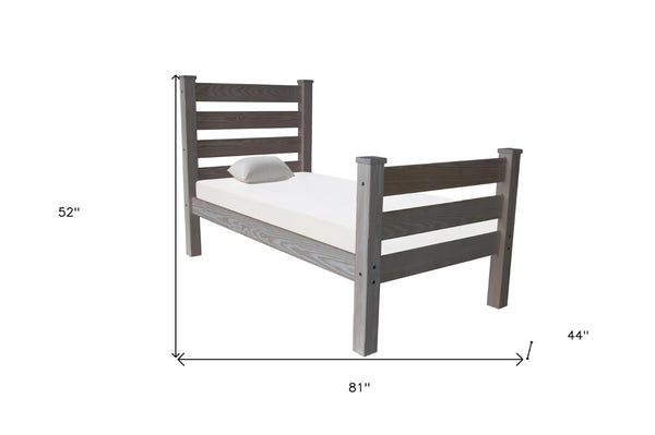 Homeroots Gray Solid Wood Twin Bed Frame - Stylish, Durable Design For A Cozy And Inviting Bedroom Retreat  Solid Wood 546940