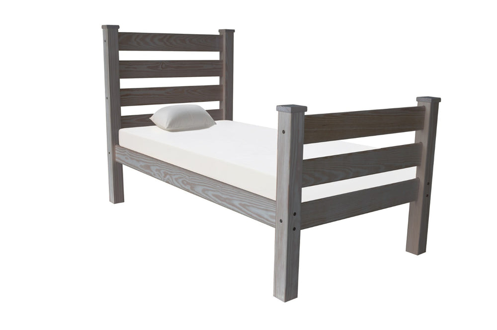 HomeRoots Gray Solid Wood Twin Bed Frame - Durable Pine Construction, Elevated Design & Timeless Style for Any Room 546940