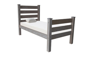 HomeRoots Gray Solid Wood Twin Bed Frame - Durable Pine Construction, Elevated Design & Timeless Style for Any Room 546940